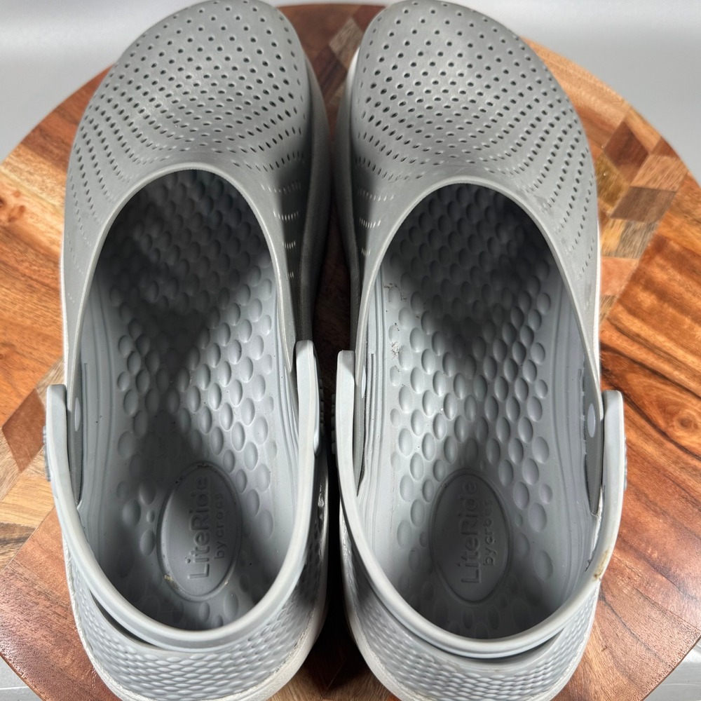 Crocs LiteRide Clog Grey White Women 9 Men 7 Comfort Slip On Shoes 204592 - Picture 5 of 7